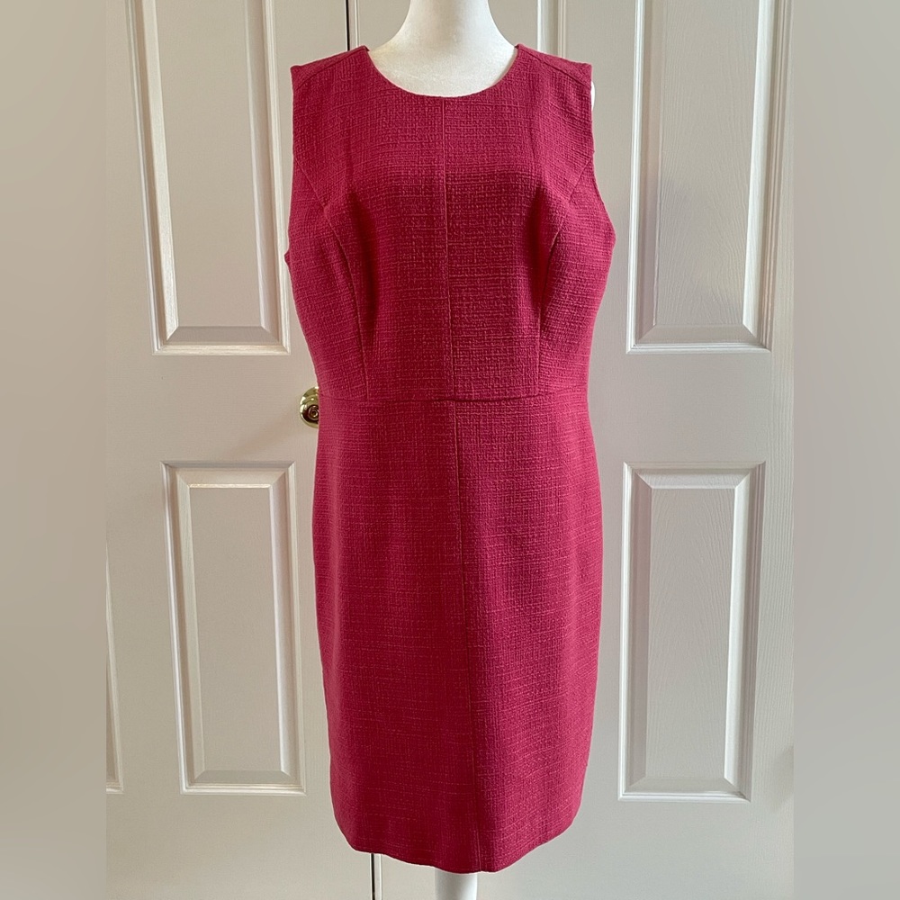 Ann Taylor Pink Tweed Sleeveless Sheath Dress - Size 14